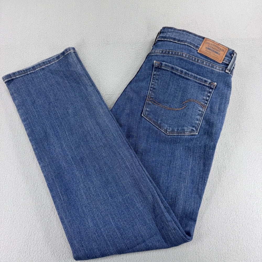 Levi Strauss Signature Gold Womens Mid Rise Straight Jeans Blue 8S W29 L30